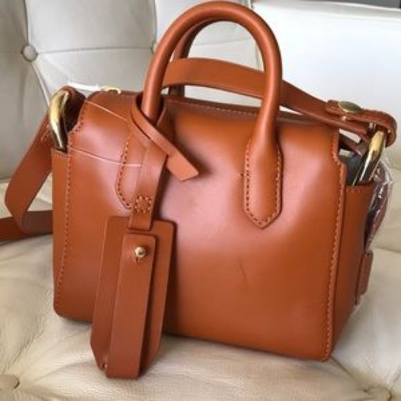 J.Crew - Harper Mini Satchel in Italian Leather |  Burnished Pecan Brown - Picture 9 of 14